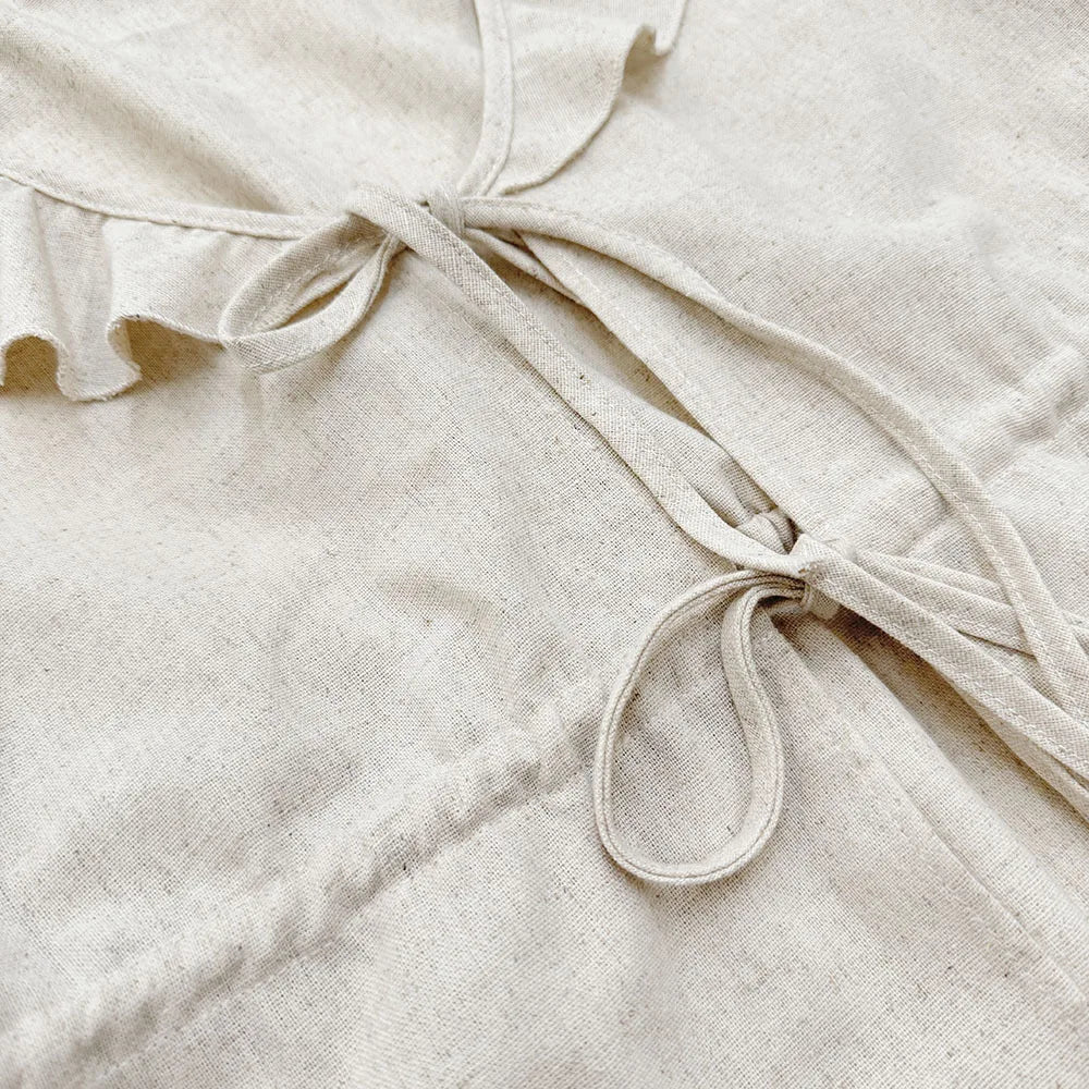 Vintage Tie-Front Peplum Top with & Shorts Set